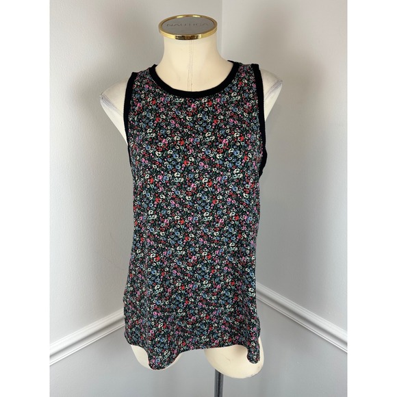 LOFT Tops - LOFT Sleeveless Black Multicolor Floral Lightweight Tank NWT Medium